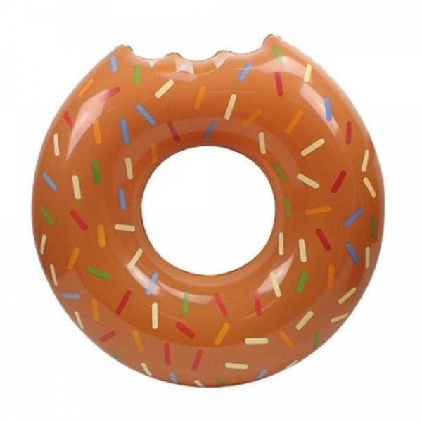 Großer Schwimmring XXL Mega DONUT mit Biss 119cm Maxi Schwimmreifen Braun